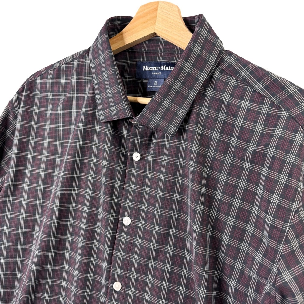 Mizzen+Main Leeward Trim Fit Plaid Performance Button Down Shirt Men XL 1WS-1344